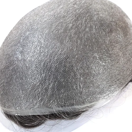 Miniatura 7 de Super Natural Mens Hair Piece 100% Cabello humano indetectable Mens Toupee Hair Systems Piel ultra fina V Looped Hair #1B40