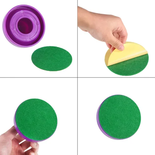 Miniatura 2 de Gejoy 94 mm Hockey Paddle Pads Self Adhesive Replacement Hockey Mallet Felt Pads Green Felt Sticker for 96 mm Pushers
