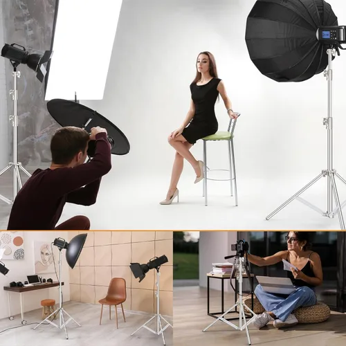 Miniatura 7 de Anautin Soporte de Luz de Acero Inoxidable de 9.2 Pies para Fotografía, Paquete de 2 Soportes de Trípode de Fotografía de Alta Resistencia