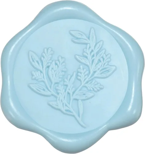 Miniatura 25 de Yoption Pegatinas de sello de cera de eucalipto, paquete de 50 pegatinas de sello de sobre autoadhesivas doradas antiguas para boda, fiesta