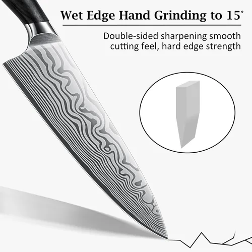 Miniatura 3 de HOSHANHO Cuchillo de chef de 8 pulgadas, cuchillo de cocina de acero en polvo de alto carbono ultra afilado, cuchillo de chef japonés profesional