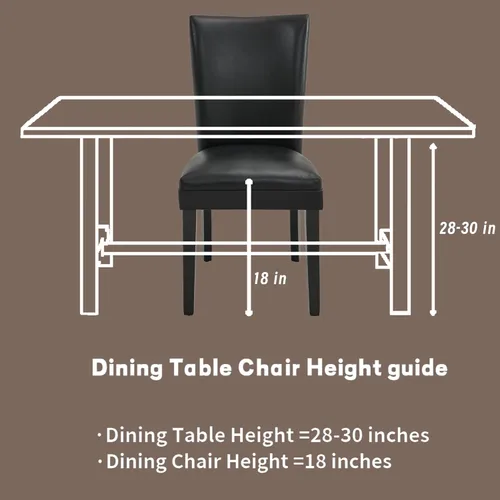 Miniatura 2 de Parsons CY-1122-BK - Juego de 2 sillas de comedor con ribete de cabezas de clavo, asiento tapizado lateral de piel sintética para cocina, patas
