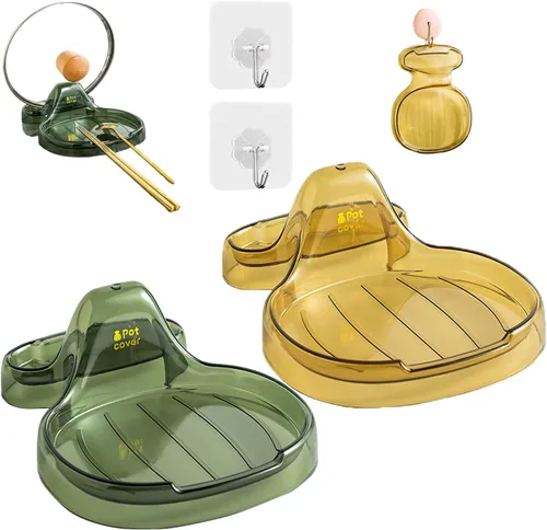 Miniatura 2 de Espátula de cocina multifunción, soporte versátil para cucharón de tapa de olla, soporte para cuchara de cocina resistente al calor, soporte negro