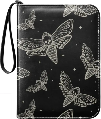 Miniatura 9 de Carpeta bohemia para tarjetas de mariposa y luna, con 400 bolsillos, 50 páginas extraíbles, 3 anillos, 4 bolsillos para tarjetas de juego, TCG