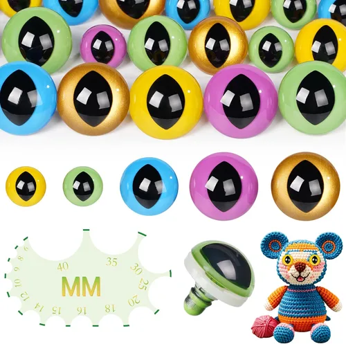 Miniatura 8 de MUCUNNIA 80 ojos de seguridad de plástico de 0.47 a 0.70 pulgadas para ojos de gato Amigurumi para manualidades, ojos de seguridad para muñeca