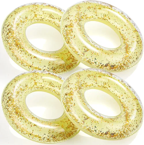 Miniatura 6 de Flotador inflable de piscina con purpurina de 30 pulgadas, tubo de natación con confeti dorado, tubo interior de natación para adultos, flotadores