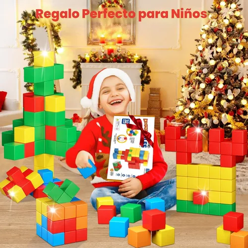 Miniatura 7 de Bloques magnéticos, 32 piezas de bloques magnéticos de construcción para niños de 3 a 5 años, cubos magnéticos, juguetes STEM, juguetes educativos