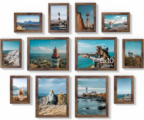 Miniatura 49 de Vittanly Paquete de 7 Marcos de Fotos, Marcos de Fotos Collage Decoración de Pared para Pared o Mesa, Múltiples Tamaños con 1 Pieza de 11x14