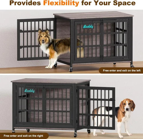 Miniatura 3 de EasyCom mueble de jaula para perros de 41"/33"/27" con etiqueta de nombre, perrera para perros de interior resistente para perros medianos, jaula