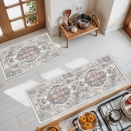 Miniatura 11 de Alfombra lavable para pasillo - 2x7 alfombras de cocina, alfombra para entrada, alfombra vintage, suave, alfombra antideslizante para piso, alfombra