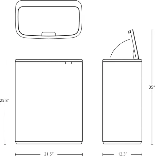 Miniatura 9 de Brabantia Bo Touch Top Cubo de Basura - 1 x Cubo de 16 Galones (Blanco) Cubo de Basura y Reciclaje de Cocina con Apertura/Cierre Suave