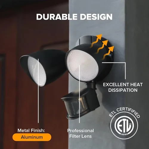 Miniatura 7 de UME Paquete de 2 Luces LED de Seguridad de 32W 3500 Lúmenes con Sensor de Movimiento para Exteriores, Luz Diurna 5000K, IP65 Impermeable, del Negro