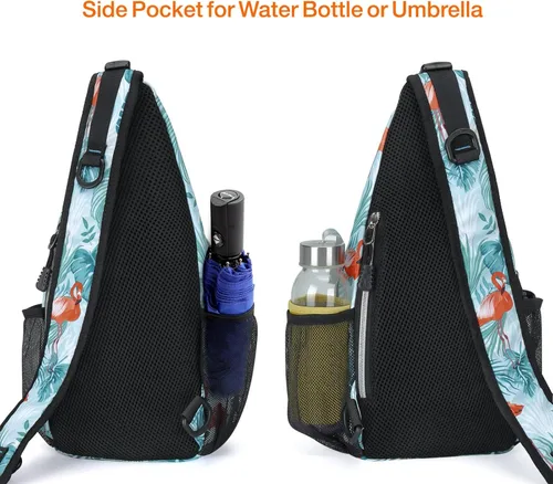 Miniatura 6 de MOSISO Mini Sling Mochila,Pequeño Senderismo Daypack Patrón Viaje Bolsa De Deportes Al Aire Libre, Flamenco