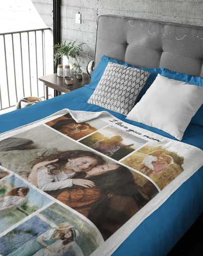 Miniatura 6 de Manta personalizada con foto y texto, manta personalizada de collage de imágenes y texto, manta de fotos suave regalo para Navidad, papá, mamá