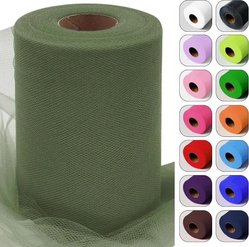 Miniatura 28 de Rollos de tela de tul verde ácido de 6 pulgadas por 100 yardas (300 pies) Cinta de tul para tutú, falda, envoltorio de regalo, decoración de boda