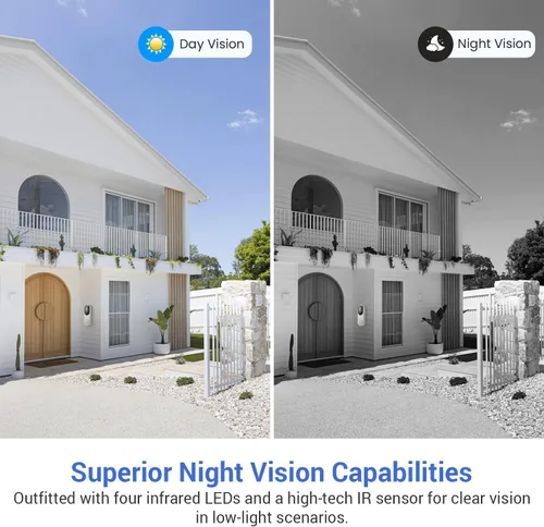 Miniatura 4 de Timbre inalámbrico de 1080p para seguridad del hogar, funciona con pilas, vista en vivo, almacenamiento en la nube, detección humana AI, visión