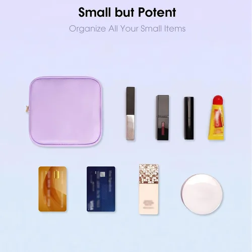 Miniatura 5 de Wandering Nature Pequeña bolsa de maquillaje para bolso, bolsa de cosméticos con cremallera para mujer, bolsa de viaje de cuero vegano ecológico