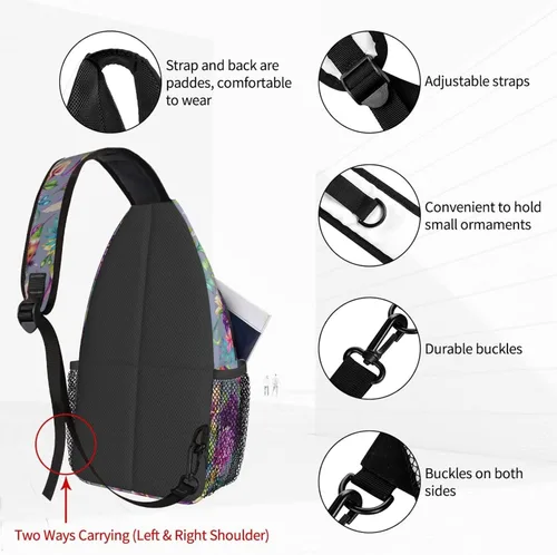 Miniatura 3 de NiuKom Mochila pequeña tipo bandolera para el pecho, bolsa de hombro, gimnasio, ciclismo, viajes, senderismo, mochila para mujeres y hombres, Flores