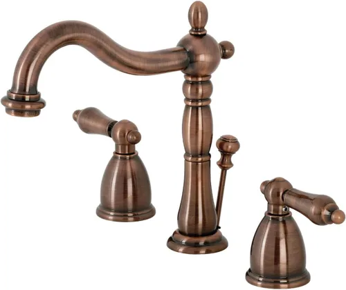 Miniatura 2 de Kingston Brass KB197AXAC Heritage - Grifo de baño amplio, cobre antiguo, 11 x 6.5 x 8.06 pulgadas