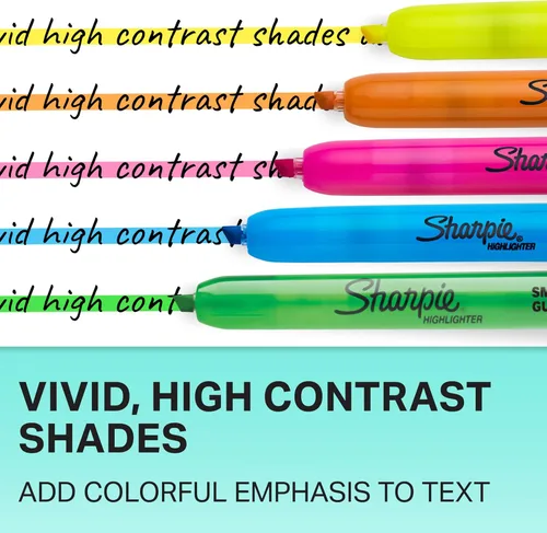 Miniatura 6 de Sharpie Resaltadores retráctiles, punta biselada, amarillo fluorescente, 12