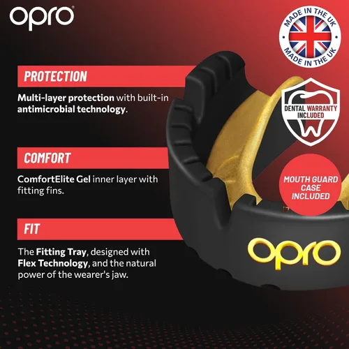 Miniatura 3 de OPRO - Protector bucal Gold Level para aparatos dentales, protector bucal moldeable para comodidad y ajuste para boxeo, hockey, artes marciales Azul