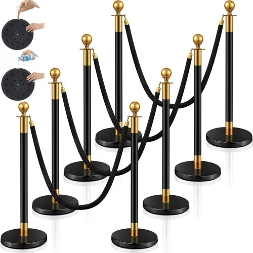 Miniatura 13 de Ferraycle 4 piezas 2025 Prom de acero inoxidable soporte 5 pies de cuerdas de terciopelo y poste para barreras de control de multitudes