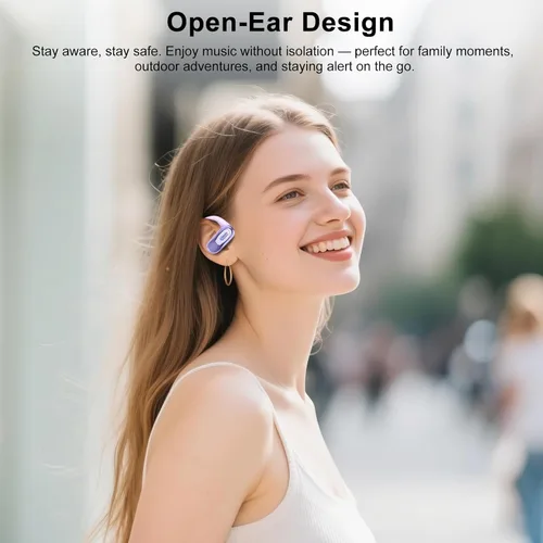 Miniatura 7 de Auriculares de oído abierto, auriculares Bluetooth 5.4, 50H, auriculares de conducción de aire, auriculares de oído cerrado con graves estéreo HD