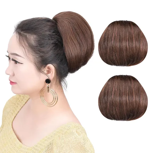 Miniatura 15 de Moños para el cabello, 2 unidades, color marrón, moño falso, para el lugar de trabajo, nupcial, boda, pelo updo para mujeres y abuelas