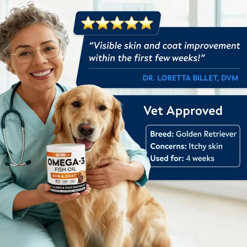 Miniatura 7 de STRELLALAB Omega 3 para perros - (180Ct) Golosinas de aceite de pescado - Suplemento para la piel y el pelaje para el alivio de alergias y picazón
