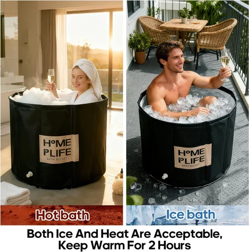 Miniatura 3 de Bañera portátil para adultos – Gran bañera plegable de 88 galones para spa caliente y baño de hielo, ideal para recuperación muscular rápida