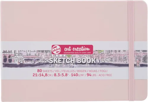 Talens Art Creation Cuaderno de bocetos 80 hojas, 8.3 in x 5.8 in, rosa pastel, A5, 9314015M
