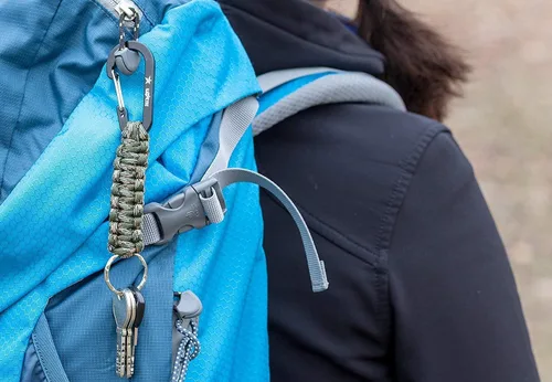 Miniatura 5 de Llavero Paracord con mosquetón – 2 llaveros de mosquetón para mochila, supervivencia, campamento. Llaveros de paracaídas para hombre Rosa - Black