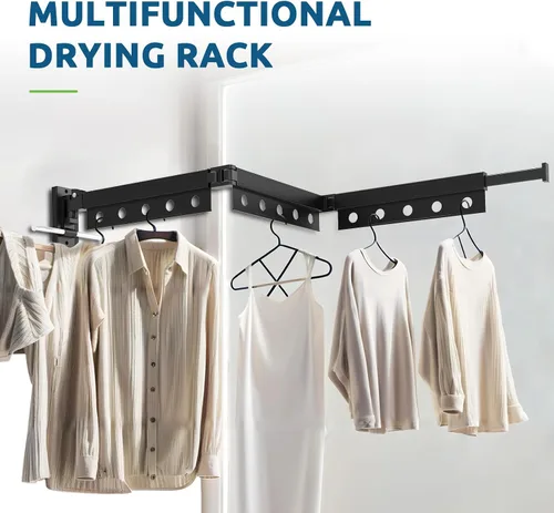 Miniatura 5 de Tendedero para ropa montado en la pared, plegable de varios niveles, ahorro de espacio, para interiores y exteriores, retráctil, plegable