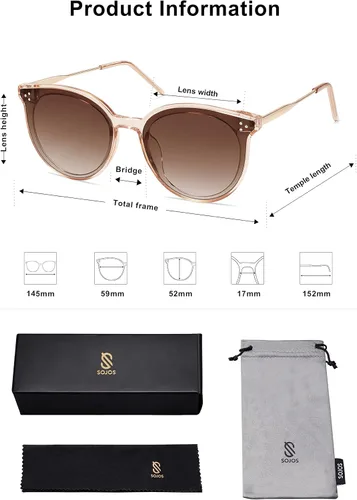 Miniatura 5 de SOJOS Gafas de sol clásicas redondas de gran tamaño para mujeres y hombres