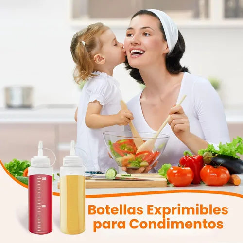 Miniatura 6 de Paquete de 12 botellas de plástico de 8 onzas líquidas multiusos para ketchup, condimentos, salsa barbacoa, aderezo, barbacoa, parrilla
