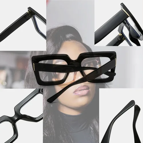 Miniatura 4 de Onrtry - Gafas de luz azul grandes y cuadradas para mujeres y hombres, con marco grueso, para computadora, sin receta, gafas de gran tamaño Marco