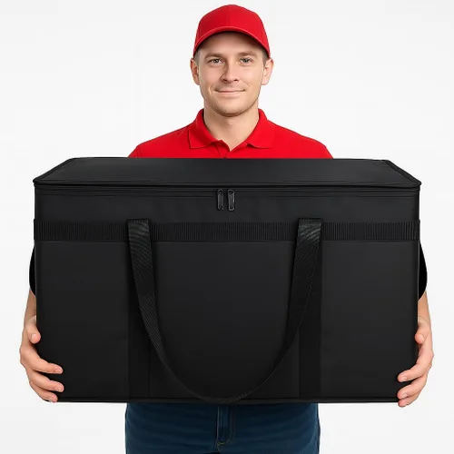 Miniatura 5 de Bodaon Paquete de 3 bolsas aisladas para entrega de alimentos, bolsas enfriadoras de pizza XXXL, bolsa de entrega de viaje compartido, soporte