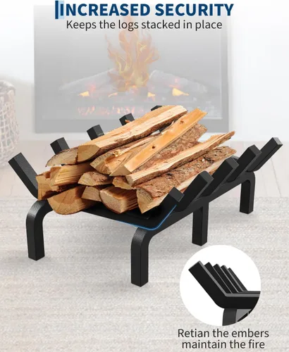 Miniatura 4 de GarveeTech Rejilla para chimenea de 17 pulgadas, rejilla de troncos de acero sólido de 3/4 pulgadas con 6 patas de soporte, 5 barras