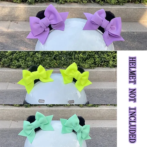 Miniatura 3 de 2 piezas de decoración de arco para casco autoadhesiva, accesorios para casco de felpa con orejas de gato para motocicleta, decoración para esquí