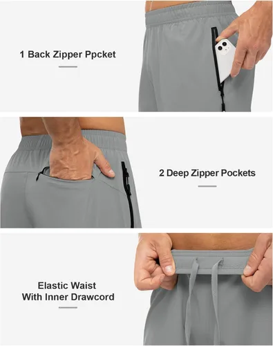 Miniatura 5 de Rdruko Pantalones cortos de senderismo para hombre con bolsillos con cremallera, 7 pulgadas, ligeros, de secado rápido, pantalones cortos
