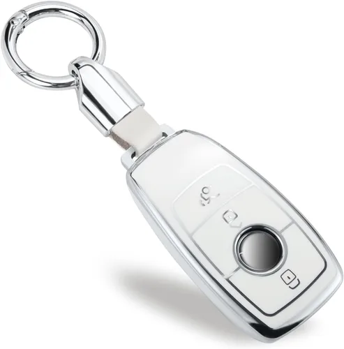 Miniatura 31 de Funda para Llavero Mercedes con Llavero de Cuerda Trenzada de Metal, Funda de Llave Suave Mejorada para Carcasa de Llavero Remoto Inteligente Sin