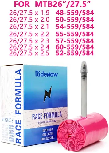 Miniatura 3 de 2-Pack RideNow 700C x 18-32C / 32-47C (ALLRoad & Gravel) / MTB27.5 inch x 1.9-2.5 TPU Inner Tubes with 45mm Presta Valves Lightweight