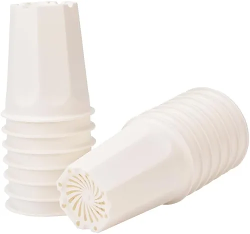 Miniatura 12 de Juego de 8 macetas de plástico blanco de 6.10 pulgadas para vivero profundo y semillero para suculentas, cortes y trasplantes