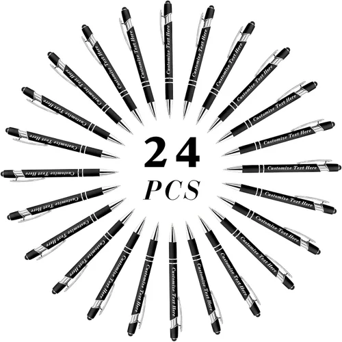 Miniatura 21 de Bolígrafos personalizados a granel con punta de lápiz capacitivo, 12 bolígrafos personalizados con logotipo de mensaje con nombre, bolígrafos