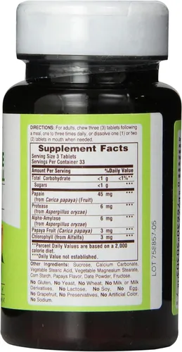 Miniatura 3 de American Health Enzima de papaya con tabletas masticables de clorofila que promueve la absorción de nutrientes, ayuda a la digestión y refresca