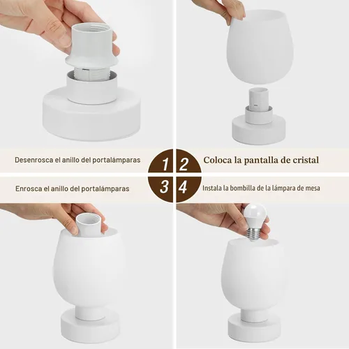 Miniatura 7 de Seealle Lámpara de mesa táctil para mesita de noche, pequeña lámpara de noche para dormitorio, sala de estar, mesita de noche, lámpara de escritorio