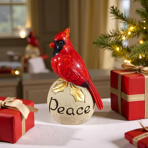 Miniatura 4 de Comfy Hour Pedestal de piedra cardenal rojo de 6 pulgadas, figura decorativa de pájaro de Navidad para mantel y estante, adorno de vacaciones
