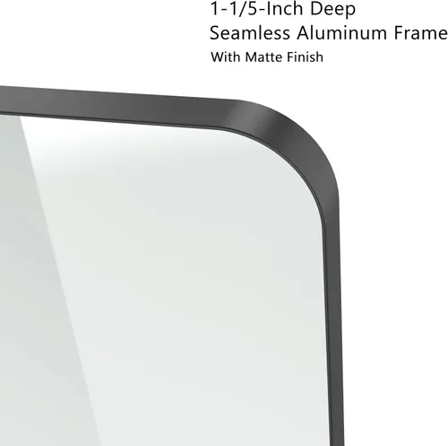 Miniatura 4 de VocalStar - Espejo de baño negro para pared, espejo de tocador de pared de baño con marco de metal rectangular redondeado de 24 x 36 pulgadas