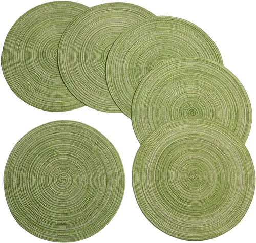 Juego de 6 manteles individuales redondos trenzados, lavables de 15 pulgadas, manteles individuales redondos para mesa de cocina, manteles