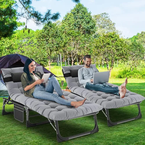 Miniatura 3 de LILYPELLE Sillón reclinable plegable para exteriores con colchón, 5 posiciones ajustables para patio, sillas reclinables, perfectas para exteriores